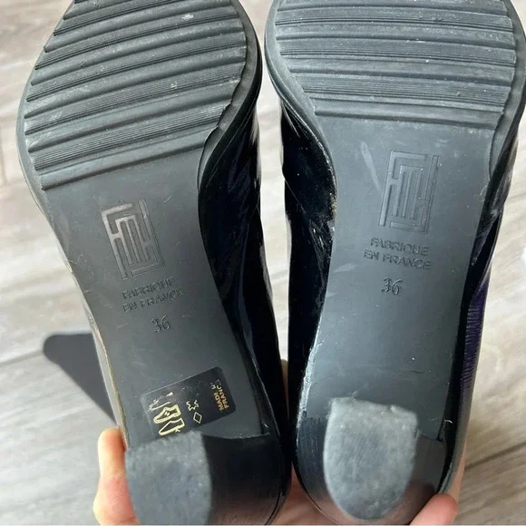 France Mode Patent Leather Heeled Sock Boots Made  in France - Picture 12 of 13